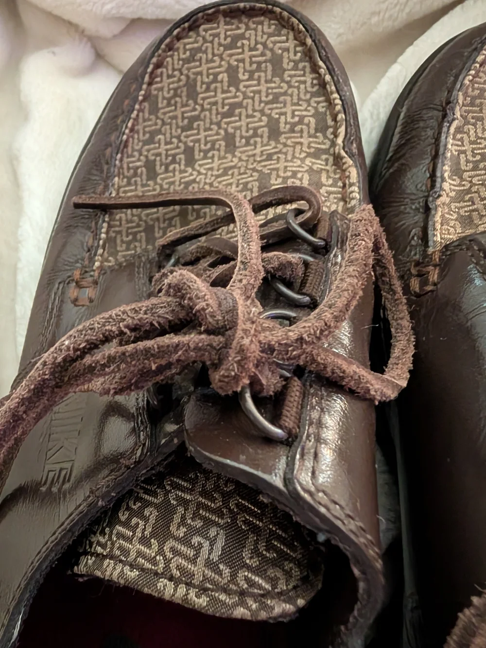 Nike Men’s Mad Jibe Brown Leather Monogram Boat Shoes Sz 8.5